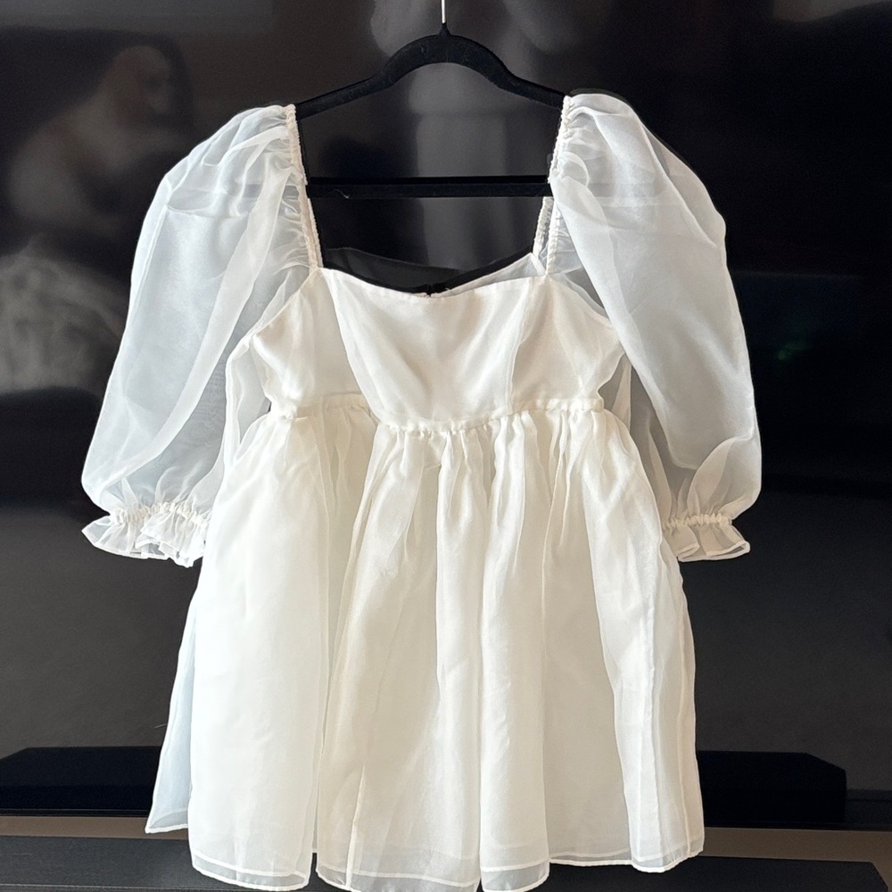 Selkie White Puff Sleeve Dress